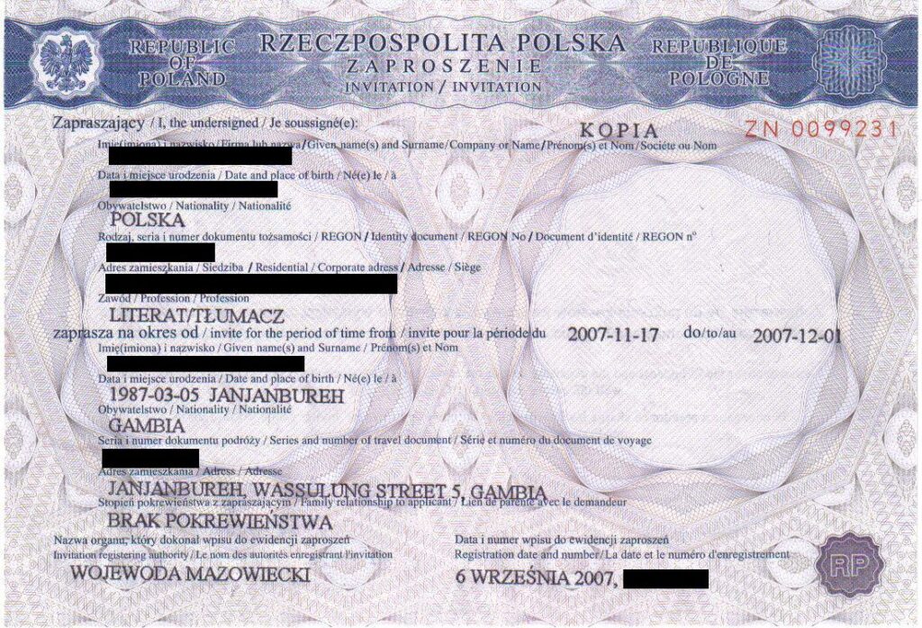 invitations to foreigners